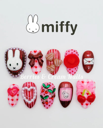 Valentine's Day Miffy Nails
