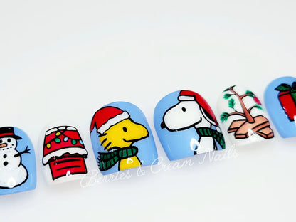 Christmas Snoopy Nails